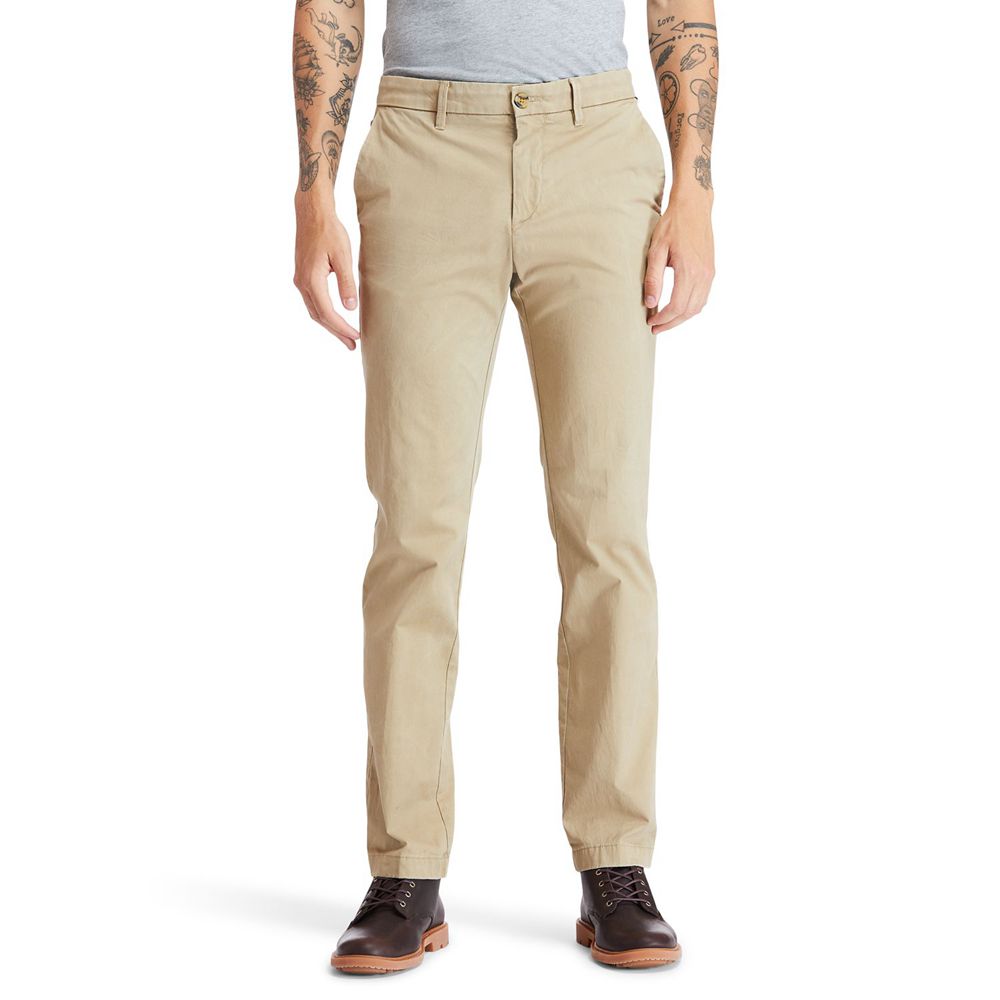 Timberland Παντελονια Ανδρικα Χακί - Squam Lake Stretch Chino - Greece 0917456-PM